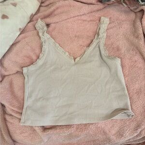 Lace Trim Ribbed Tank Top